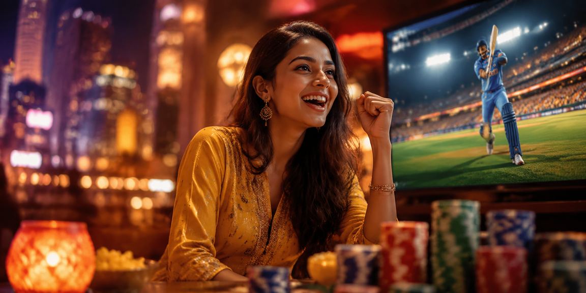 Indian player enjoying cricket betting on mobile