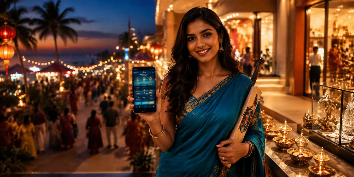 Live cricket betting match on mobile in Indian saree woman