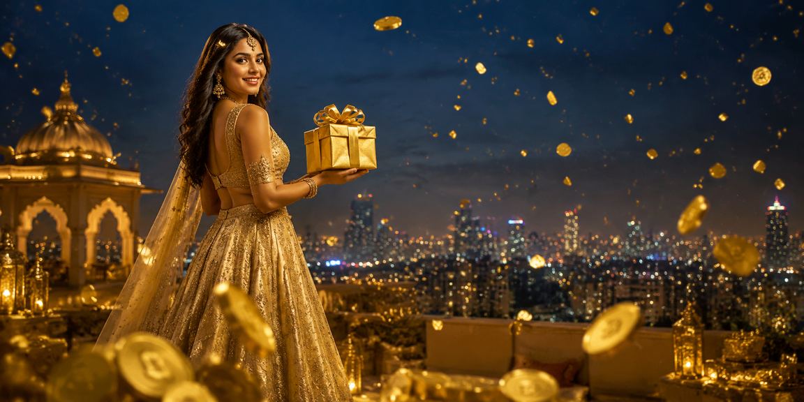 Indian woman enjoying entertainment in casino atmosphere